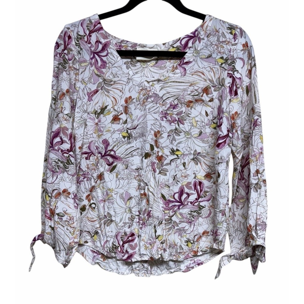 Anthropologie Maeve Pernille Floral Sleeve Tieโ Top Women's Size Small
